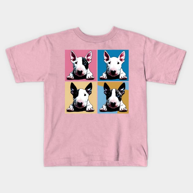 Pop Retro Bull Terrier Art  - Cute Puppy Kids T-Shirt by PawPopArt